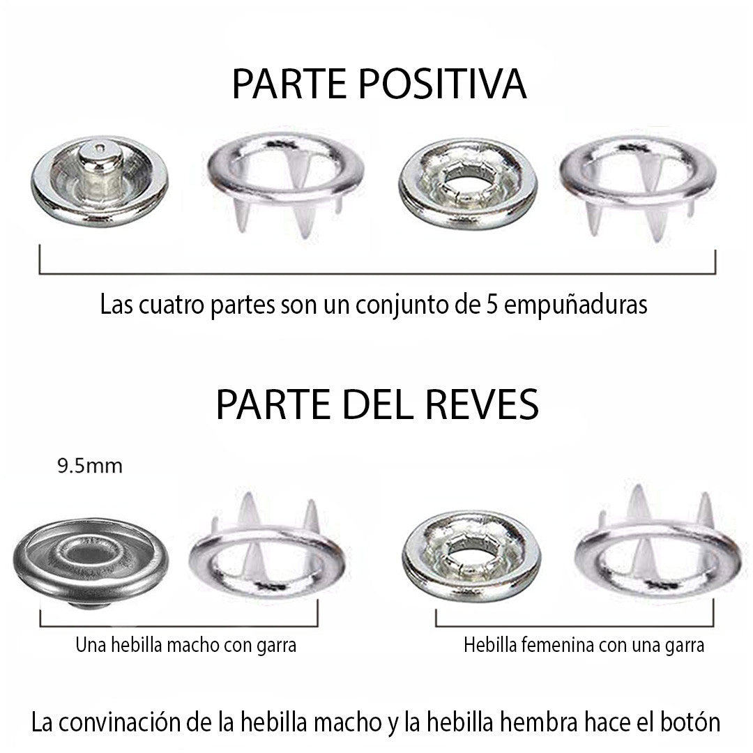 Kit Broches de Presión con Pinza + 200 Botones 🧵✨