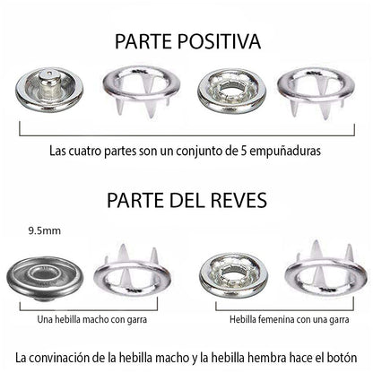 Kit Broches de Presión con Pinza + 200 Botones 🧵✨