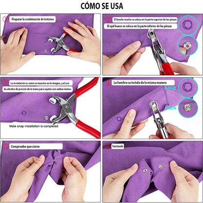 Kit Broches de Presión con Pinza + 200 Botones 🧵✨