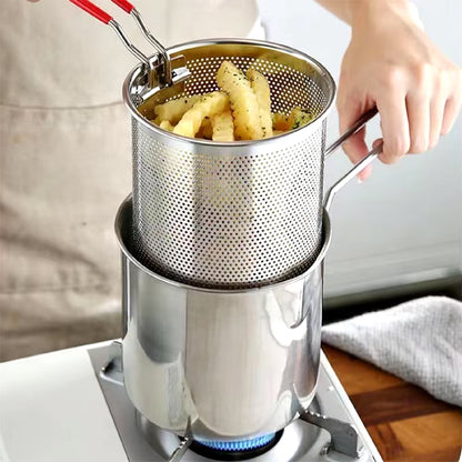 Olla Freidora Profunda De Acero 304 Con Canasta Y Tapa ✨