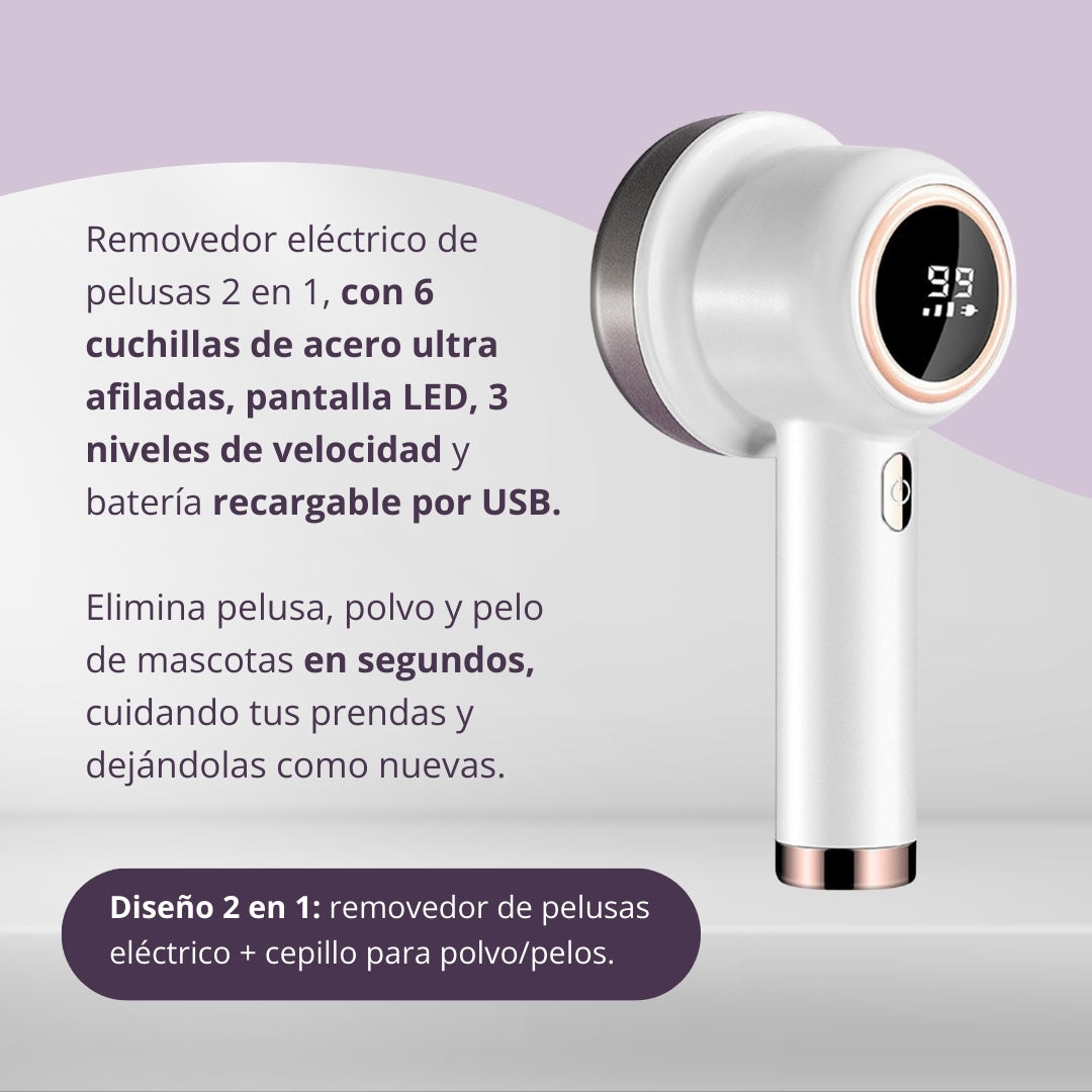 Removedor De Pelusa Eléctrico Recargable 2 en 1 ✨
