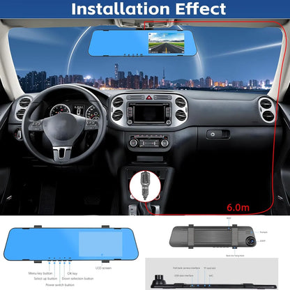 Cámara Espejo Retrovisor Táctil 1080P – Seguridad y Visibilidad Total 🚘