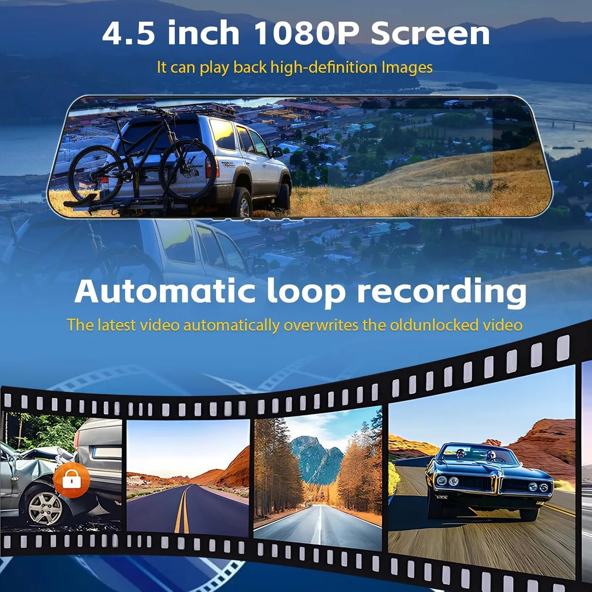 Cámara Espejo Retrovisor Táctil 1080P – Seguridad y Visibilidad Total 🚘