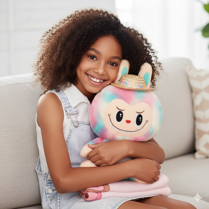 Peluche Labubu Multicolor 3 En 1 Con Cobija 🌈