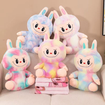 Peluche Labubu Multicolor 3 En 1 Con Cobija 🌈