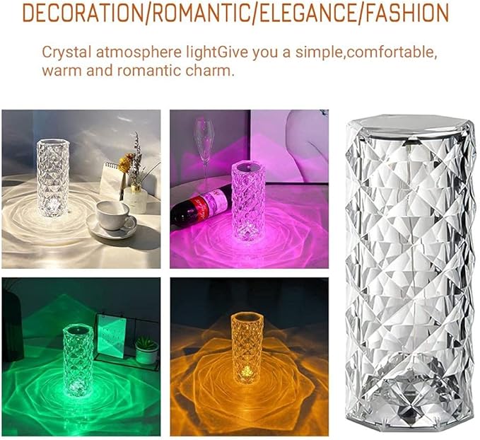Lámpara Rose Acrílica Táctil – Elegancia En Cada Rincón ✨