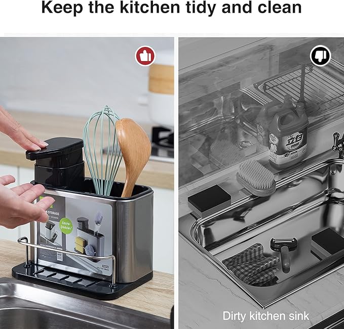 Dispensador De Jabón De Cocina 3 En 1 – Acero Inoxidable 🧴✨