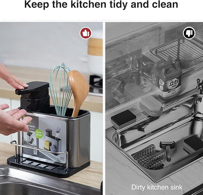 Dispensador De Jabón De Cocina 3 En 1 – Acero Inoxidable 🧴✨
