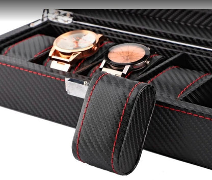 Estuche Para 6 Relojes En Fibra Y Tela – Elegante Y Sofisticado ⌚