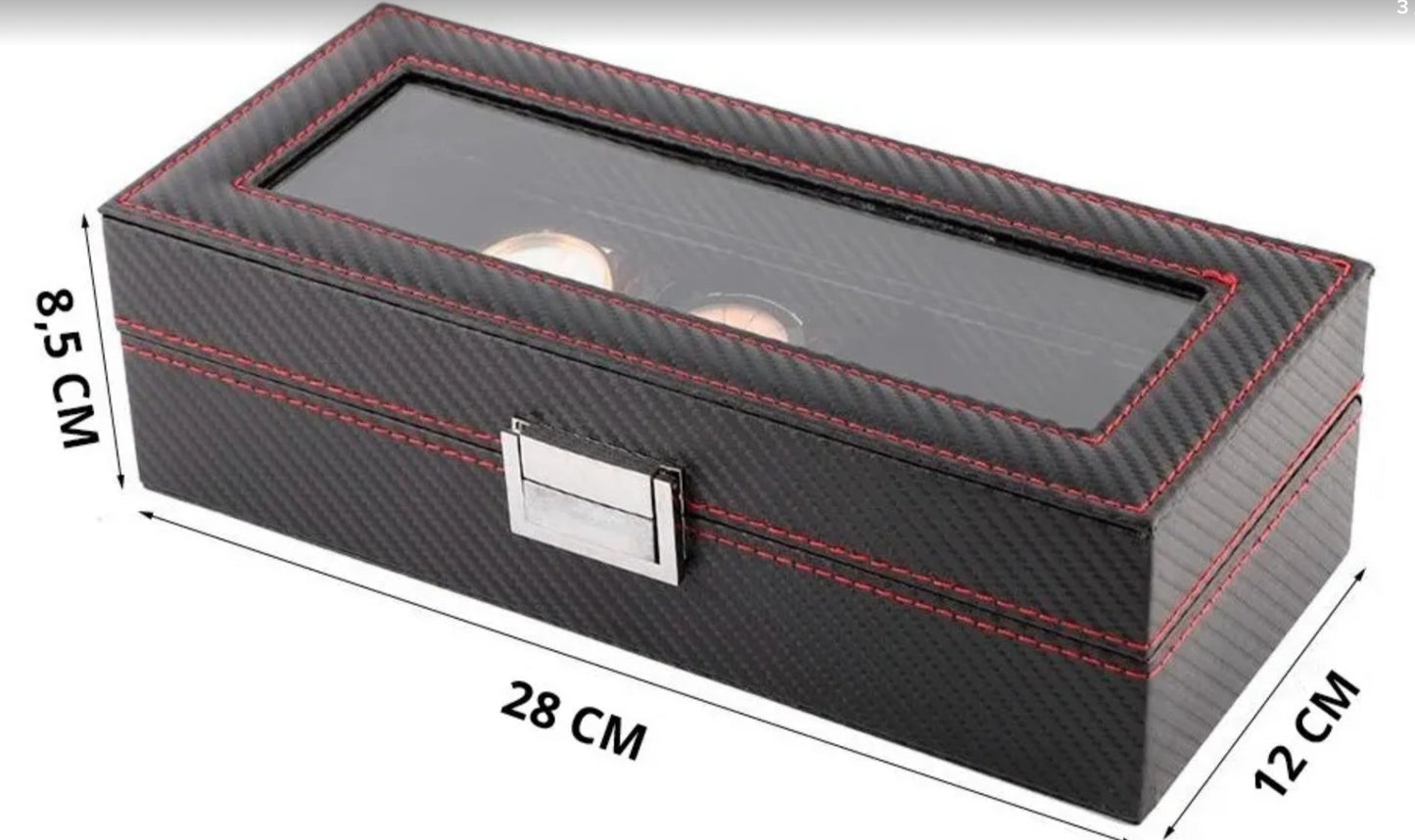 Estuche Para 6 Relojes En Fibra Y Tela – Elegante Y Sofisticado ⌚